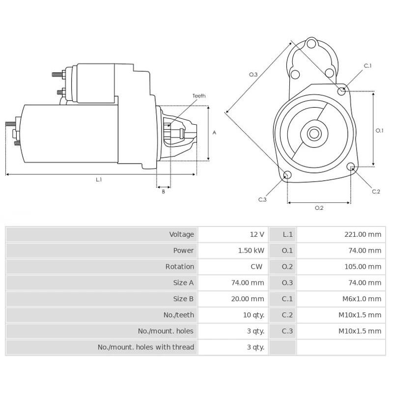 Anlasser ersetzt 12417835126 / 12417835737 / 438188 / 458236 / D7G13