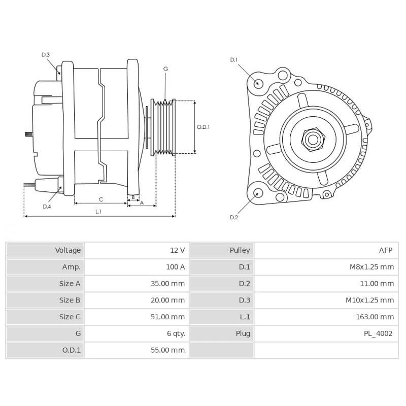 Alternatore sostituisce 104211-3050 / 104211-3051 / 104211-3052