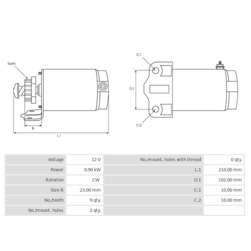 Démarreur équivalent S114-561 / S114-677 /  31200-ZV5-003 / 31200-ZV5-0130 / 31200-ZV5A-0130 / 31200-ZV6A-0130