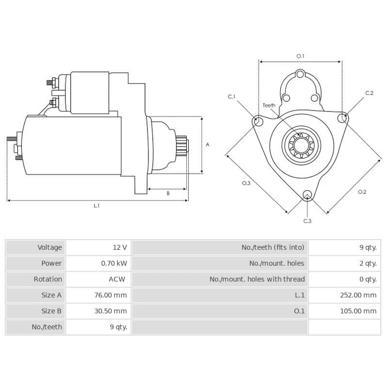 Motorino di avviamento sostituisce 0001212002 / 0001212003 / 0001212005