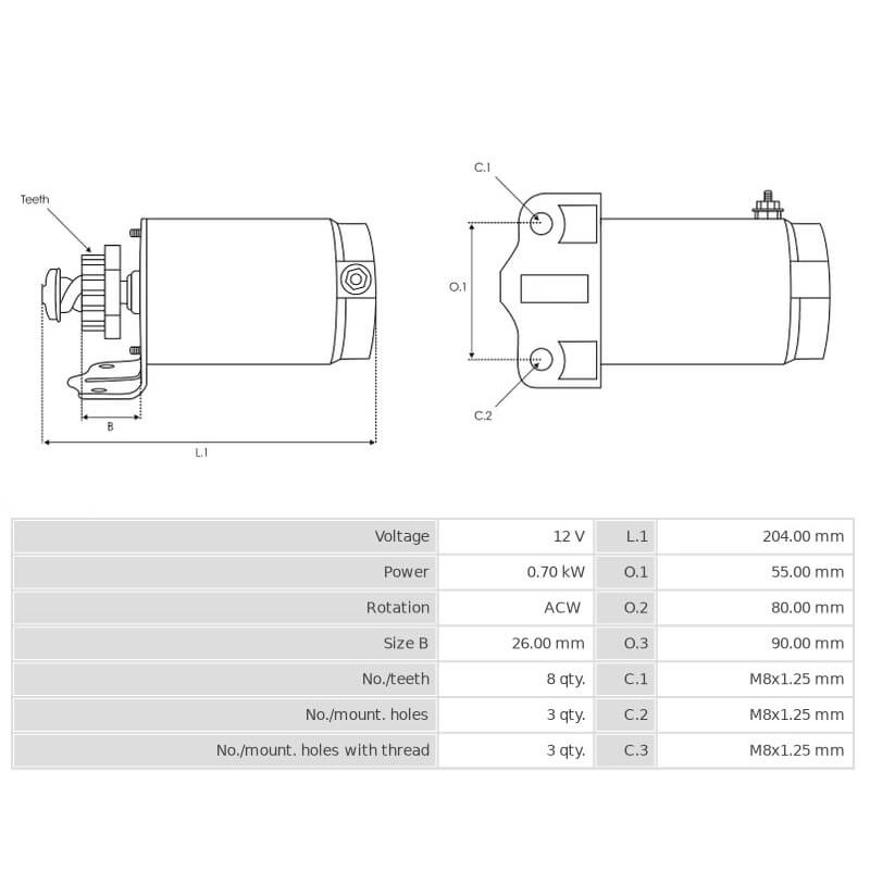 Motorino di avviamento equivalente 228000-6240 / 228000-6241 / 228000-6242 / 278-001-2951 / 278-001-497 / 278-001-936