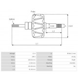 Rotor for alternator BOSCH 0120000005 / 0120000014 / 0121715001 / 0121715003