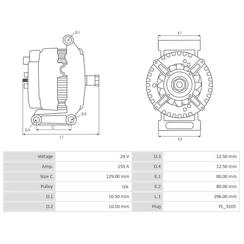 Alternator replacing 61006082 / 8600453 / 8600483 Caterpillar / MCI