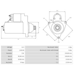 Motor de arranque Denso DSN2125 sustituye 228000-6920 Bobcat 2.0 kw