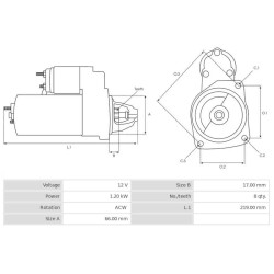 Starter Mahle MS156 / 11.132.312 / AZE2250 Hatz 1.2 kw Starter Mahle MS156 / 11.132.312 / AZE2250 Hatz 1.2 kw
