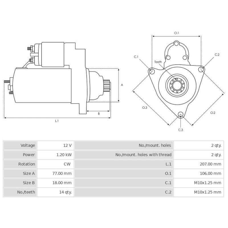 Anlasser M000T60482 / M000T60482AM Mitsubishi / Doosan 1.2 kw Anlasser M000T60482 / M000T60482AM Mitsubishi / Doosan 1.2 kw