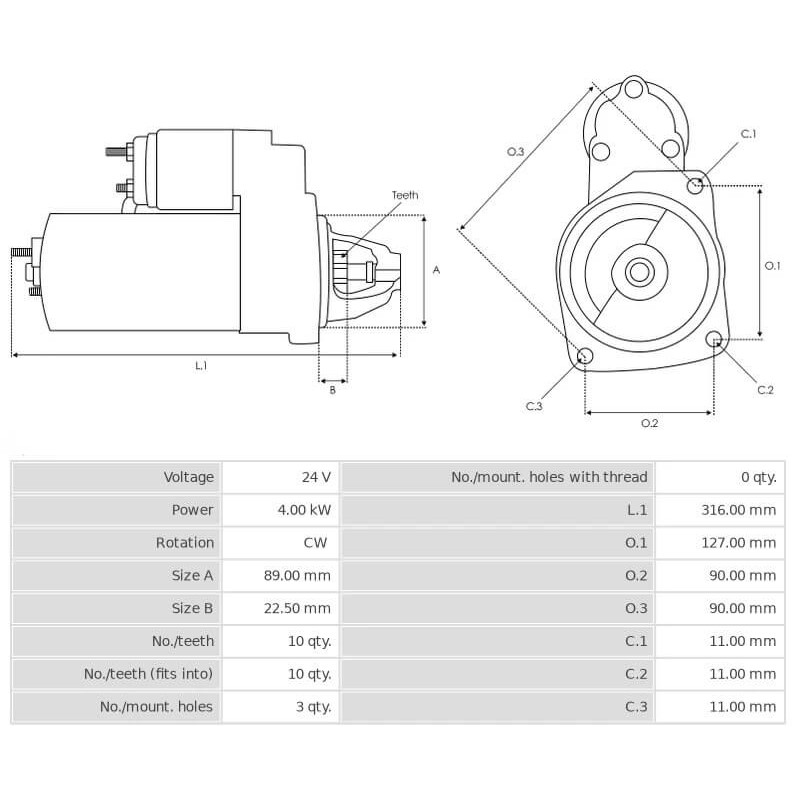 Starter replacing 0001231009 / 0001263064 / 0001368087 Renault 4.0 kw Starter replacing 0001231009 / 0001263064 / 0001368087 Renault 4.0 kw