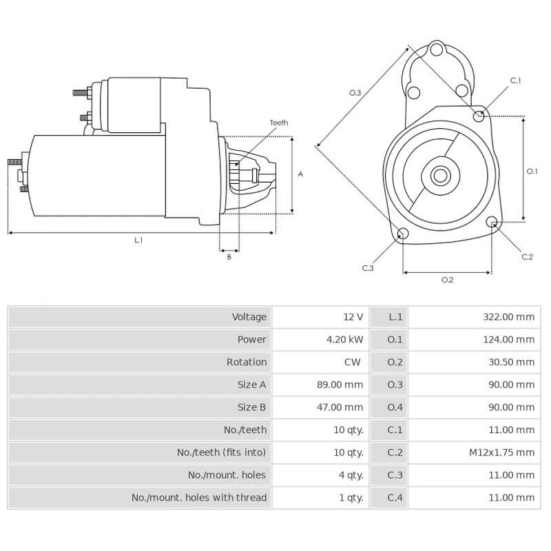 Anlasser ersetzt MS94 / 11.131.375 / IS1063 John Deere 4.2 kw