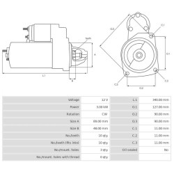 Motor de arranque sustituye0001367081 / 7700045291 John Deere 3.0 kw