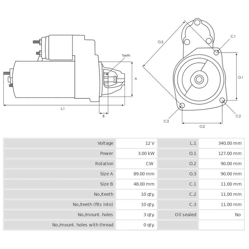 Anlasser ersetzt 0001367081 / 7700045291 John Deere 3.0 kw