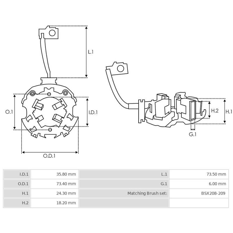 Kohlenhalter für anlasser BOSCH 0001109011 / 0001110001 / 0001110002