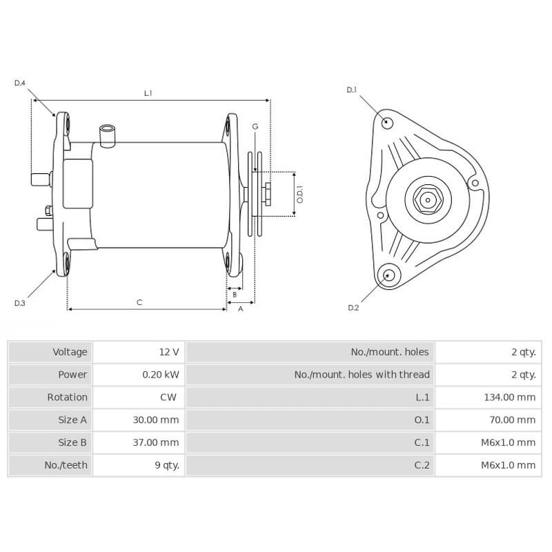 Démarreur remplace Denso 128000-4852 / 128000-4851 pour moto Yamaha