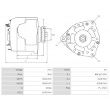 Alternateur Mitsubishi A004TA8491 / A004TA8491AM Iveco 90A