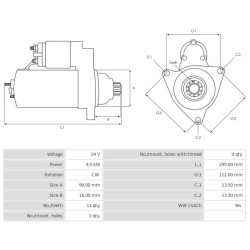 Motor de arranque sustituye028000-5860 / 028000-6013 Toyota 4.5 kw
