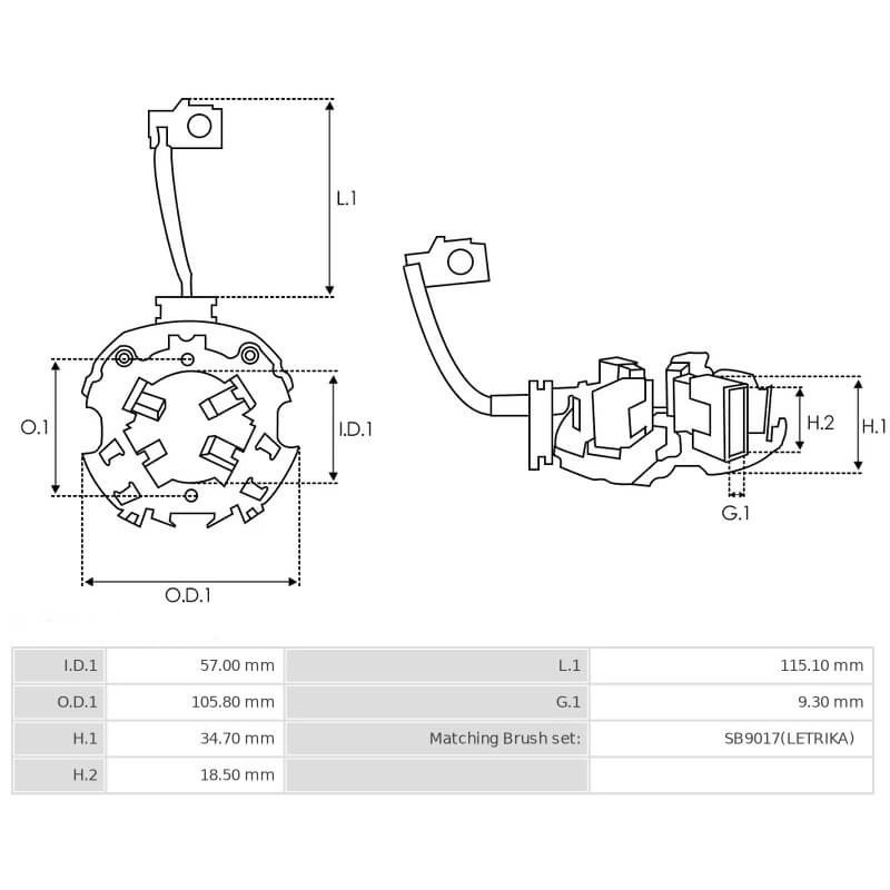  Portacepillos para motor Iskra AMJ5238 / AMJ5716 / AMJ5717 / AMJ5815