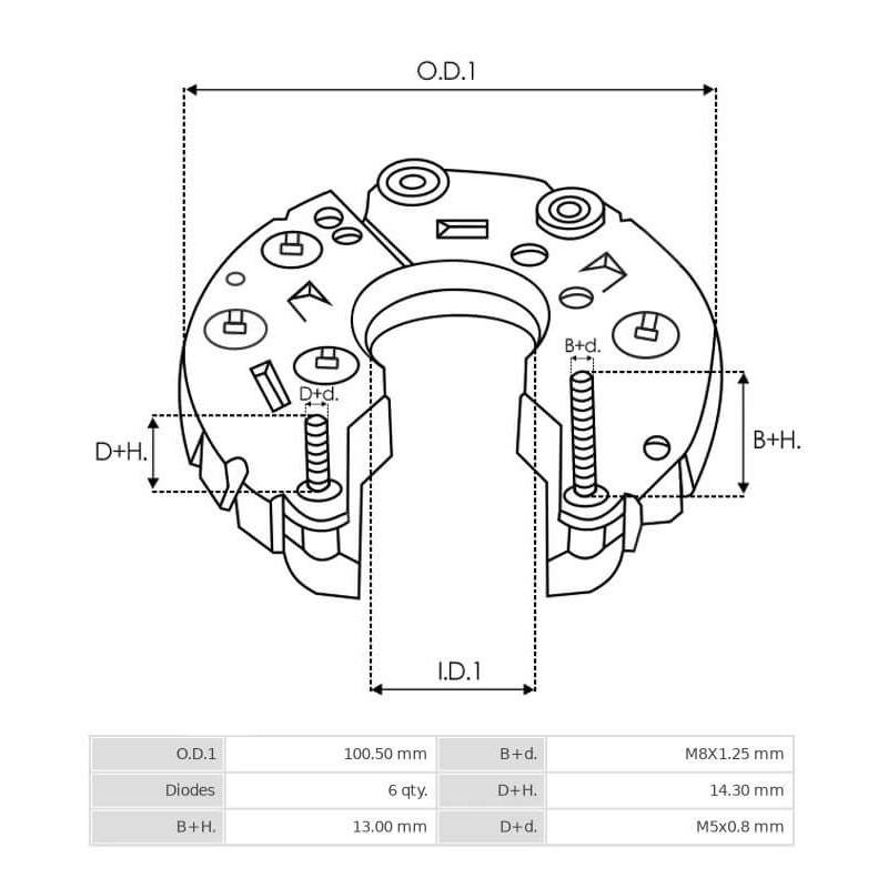 Pont de diode pour alternateur Iskra  / Mahle AAK1140 / AAK1150 / MG519