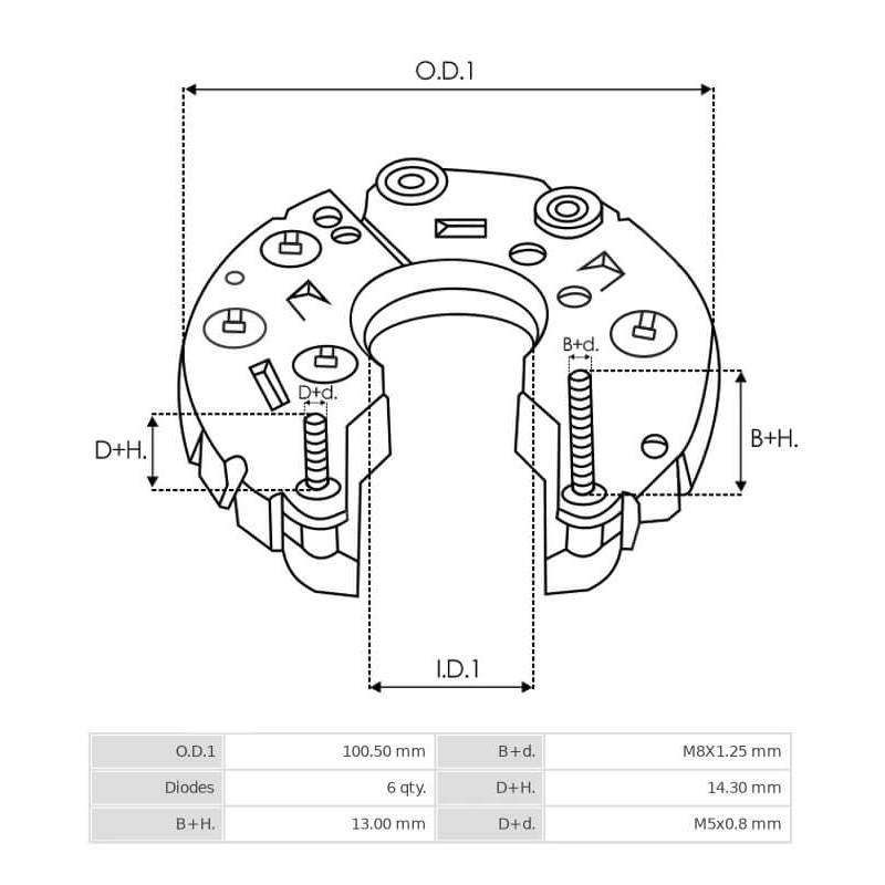 Piastra diodi per alternatore Iskra / Mahle AAK1140 / AAK1150 / MG519