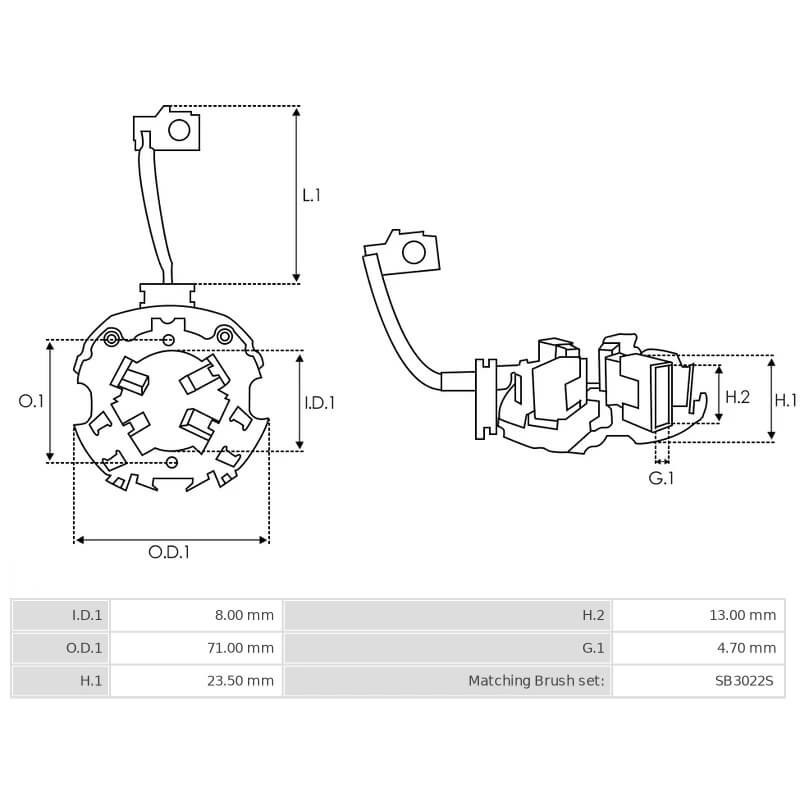 Porte balais pour démarreur Valéo FS10E10 / FS10M3 / Kia / Hyundai 1195925 Porte balais pour démarreur Valéo FS10E10 / FS10M3 / Kia / Hyundai 1195925