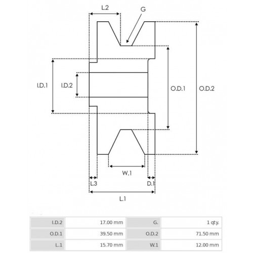 Riemenscheibe für lichtmaschine VALEO A12M18 / A12M9 / A12R21 / A12R23