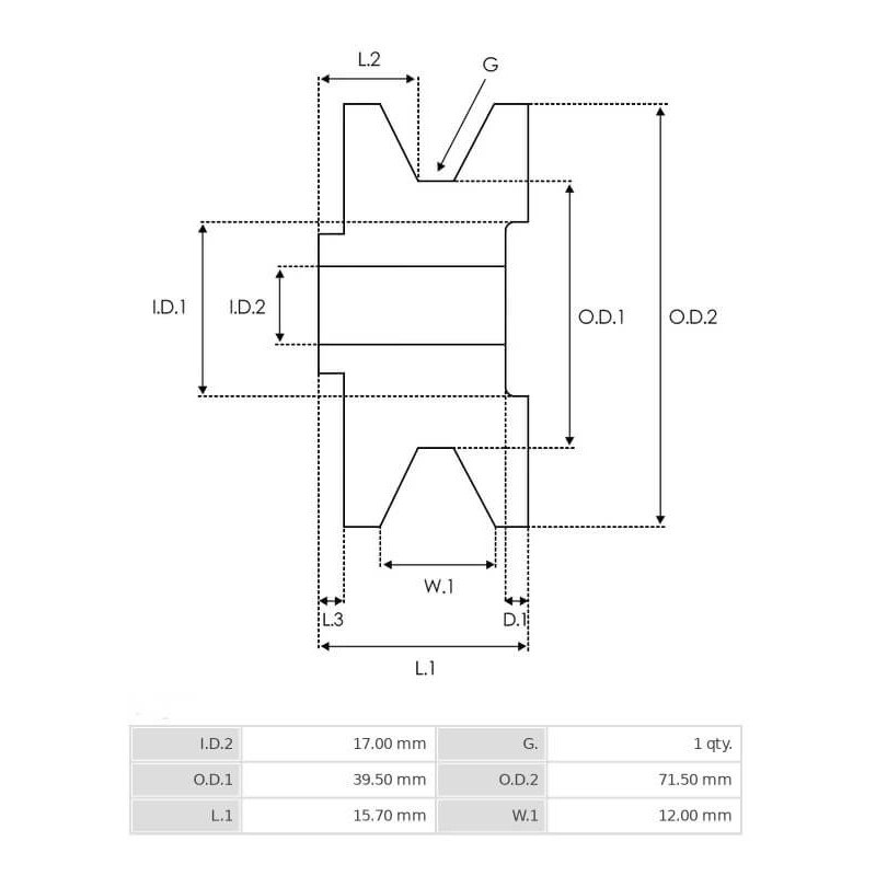 Poulie pour alternateur valéo A12M18 / A12M9 / A12R21 / A12R23