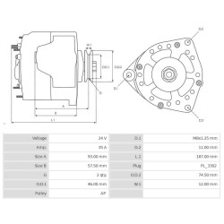 Alternateur remplace 102211-1280 / 102211-2850 / 102211-2851 Komatsu 35A