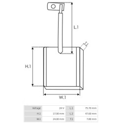 Jeu de balais pour démarreur Mitsubishi  M2T60072 / M2T60171 / M2T60172 Jeu de balais pour démarreur Mitsubishi  M2T60072 / M2T60171 / M2T60172