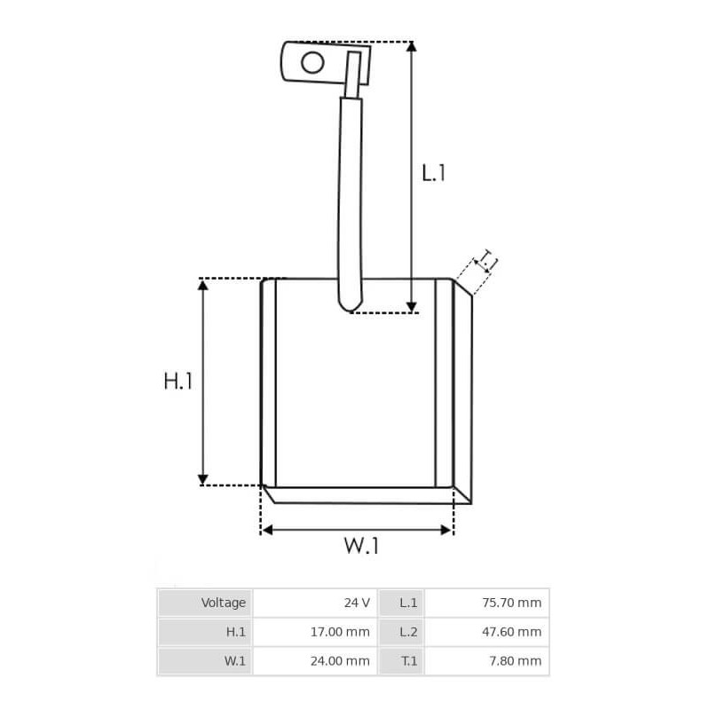 Jeu de balais pour démarreur Mitsubishi  M2T60072 / M2T60171 / M2T60172 Jeu de balais pour démarreur Mitsubishi  M2T60072 / M2T60171 / M2T60172