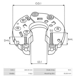 Pont de diode pour alternateur Delco remy 10430484 / 10456300 / 10456301 / 10456302