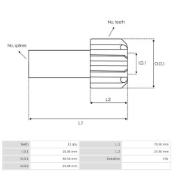 Ritzel für anlasser BOSCH 0001510001 / 0001510002 / 0001510008