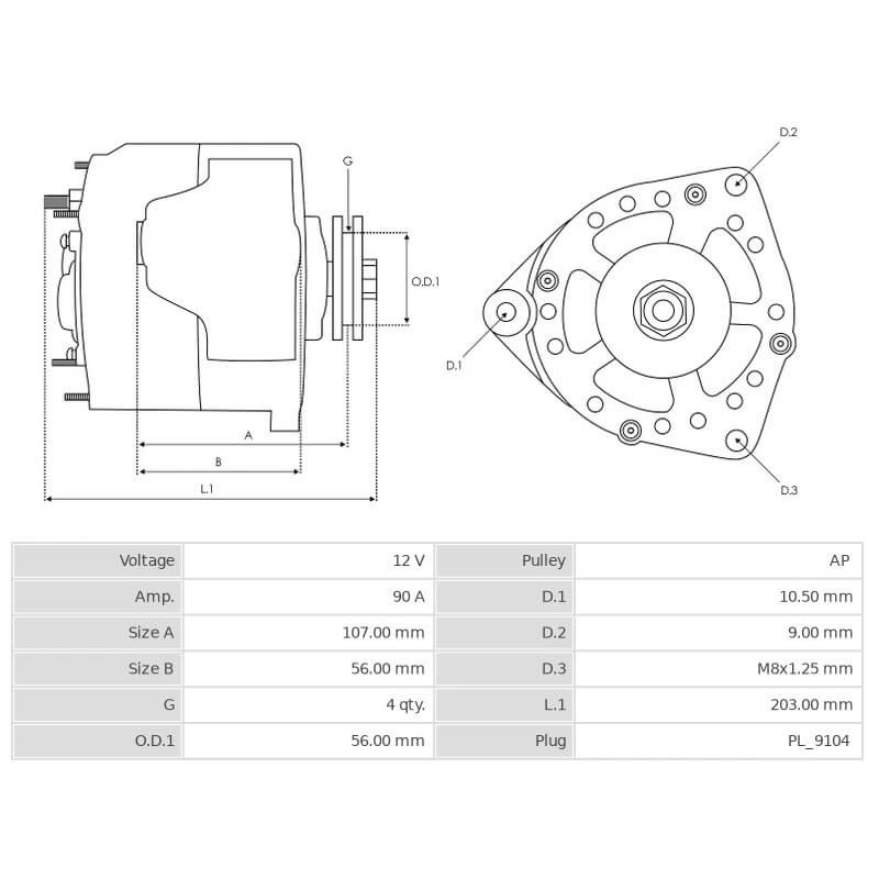 Alternatore sostituisce 0120469003 / 0120469011 / 0120469012