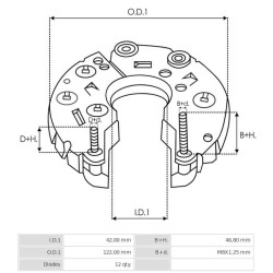 Pont de diode pour alternateur Mitsubishi A002TX5691AC