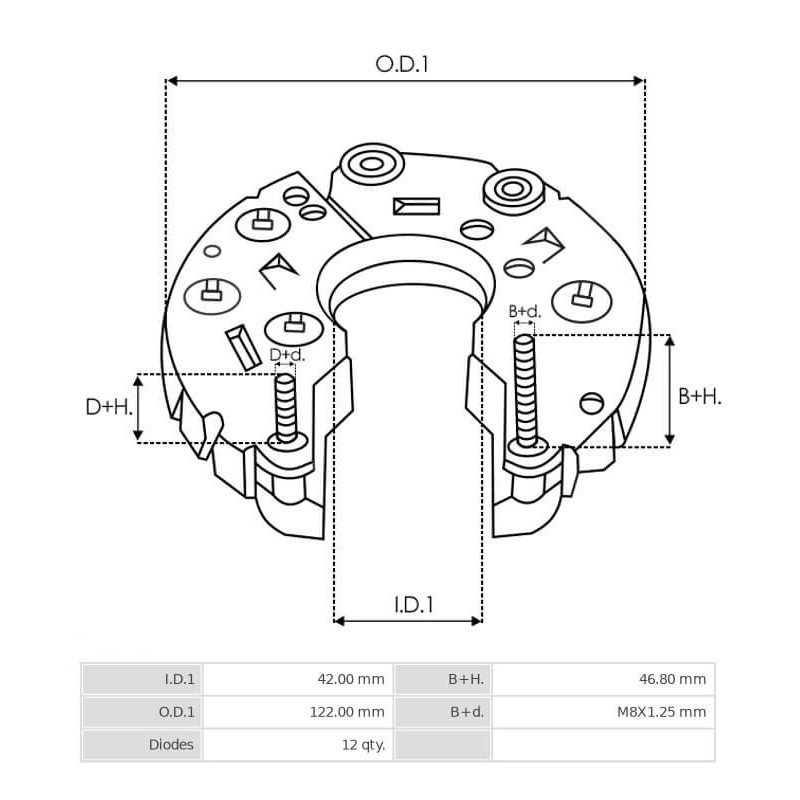 Rectificador para alternador Mitsubishi A002TX5691AC