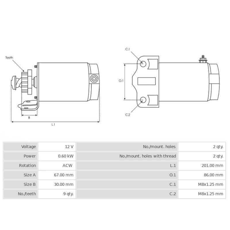 Motor de arranque sustituye Hitachi S108-120 / S108-94A / S108-94