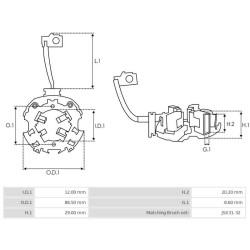 Portaescobillas  para motor de arranque Magnyi Marelli 63222031 / 63222034 / 63222036