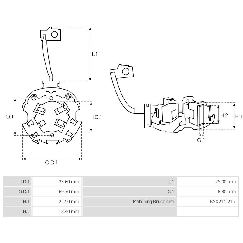 Portaspazzole per motorino di avviamento Bosch 0001115008 / 0001115021 / 0001115025