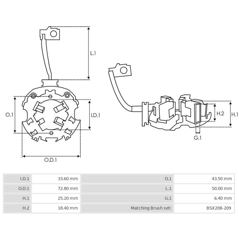 Portaspazzole per motorino di avviamento BOSCH 0001109267 / 0001109306 / 0001109307