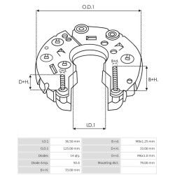 Gleichrichter für lichtmaschine BOSCH 0120450010 / 0120450015 / 0120468065
