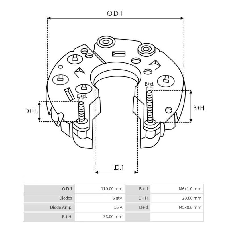 Piastra diodi per alternatore Lucas 24215 / 24215A / 24231 / 24231A / 24242