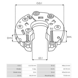 Gleichrichter für lichtmaschine LUCAS  54022290  / 054022197010 / 054022198010