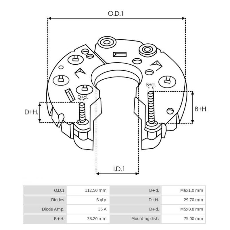 Piastra diodi per alternatore Lucas 54022290 / 054022197010 / 054022198010