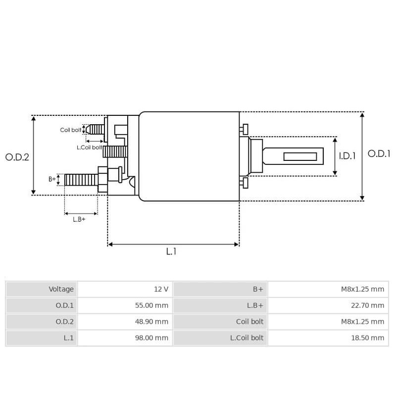 Solenoide para motor de arranque Mitsubishi M002T54571 / M002T54572 / M2T54571