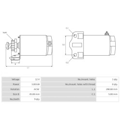 Motorino di avviamento equivalente 50-86976 / 4838740 / 4838740-M030SM / 4838740M030SM / SM18059 / SM48387