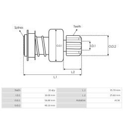 Kit innesto pignone per motorino di avviamento Briggs&Stratton 497401 / 497594 / 497595