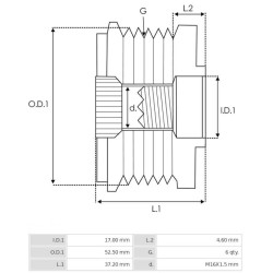 Poulie pour alternateur Bosch 0124515001 / 0124515015 / 0124515042 Poulie pour alternateur Bosch 0124515001 / 0124515015 / 0124515042