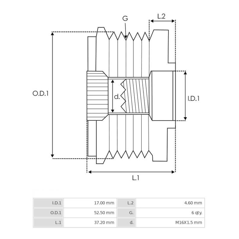 Poulie pour alternateur Bosch 0124515001 / 0124515015 / 0124515042 Poulie pour alternateur Bosch 0124515001 / 0124515015 / 0124515042