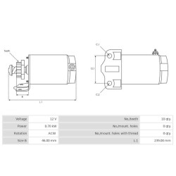 Motorino di avviamento sostituisce 50-73521-1 / 4820240MO30SM / 996240 per Mercury / Mariner