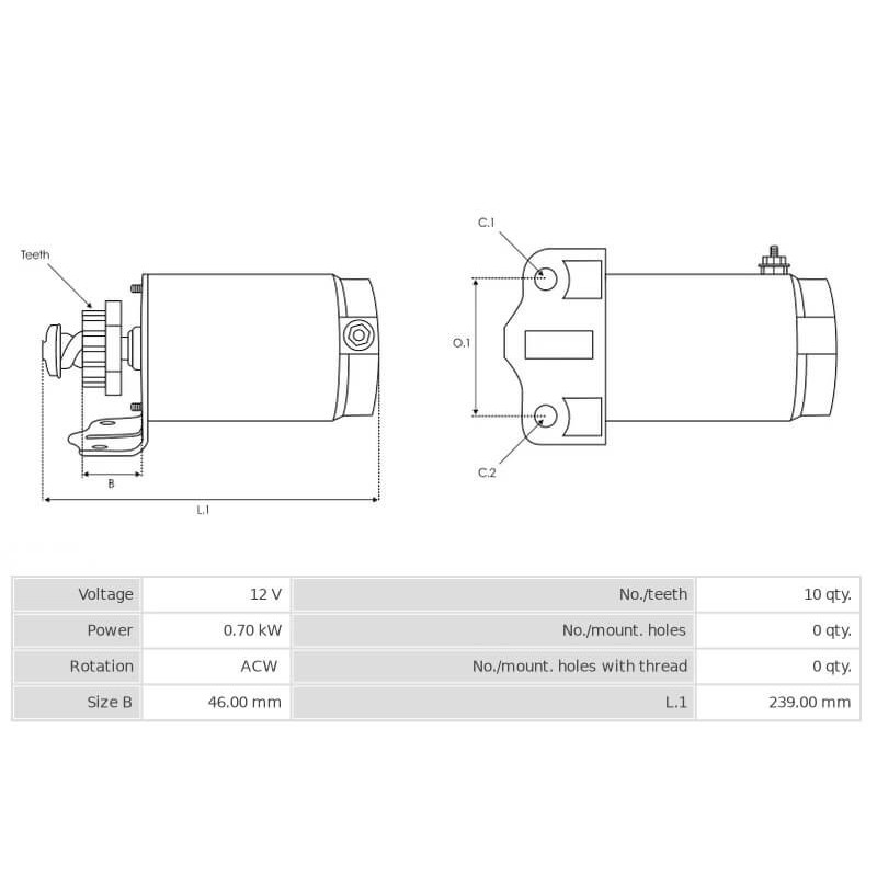 Démarreur remplace 50-73521-1 / 4820240MO30SM / 996240 pour Mercury / Mariner