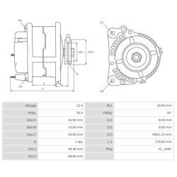 Alternador sustituye Mitsubishi MD064068 / MD064067 / MD064066