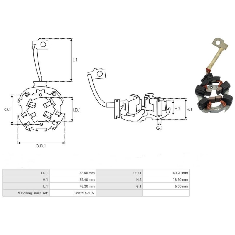 Porte balais pour démarreur Bosch 0001123017 / 0001123036 / 0001123037 Porte balais pour démarreur Bosch 0001123017 / 0001123036 / 0001123037