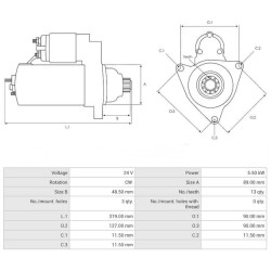 Starter Mitsubishi M009TD2581 / M9TD2571AM Mercedes 5.5 kw Starter Mitsubishi M009TD2581 / M9TD2571AM Mercedes 5.5 kw